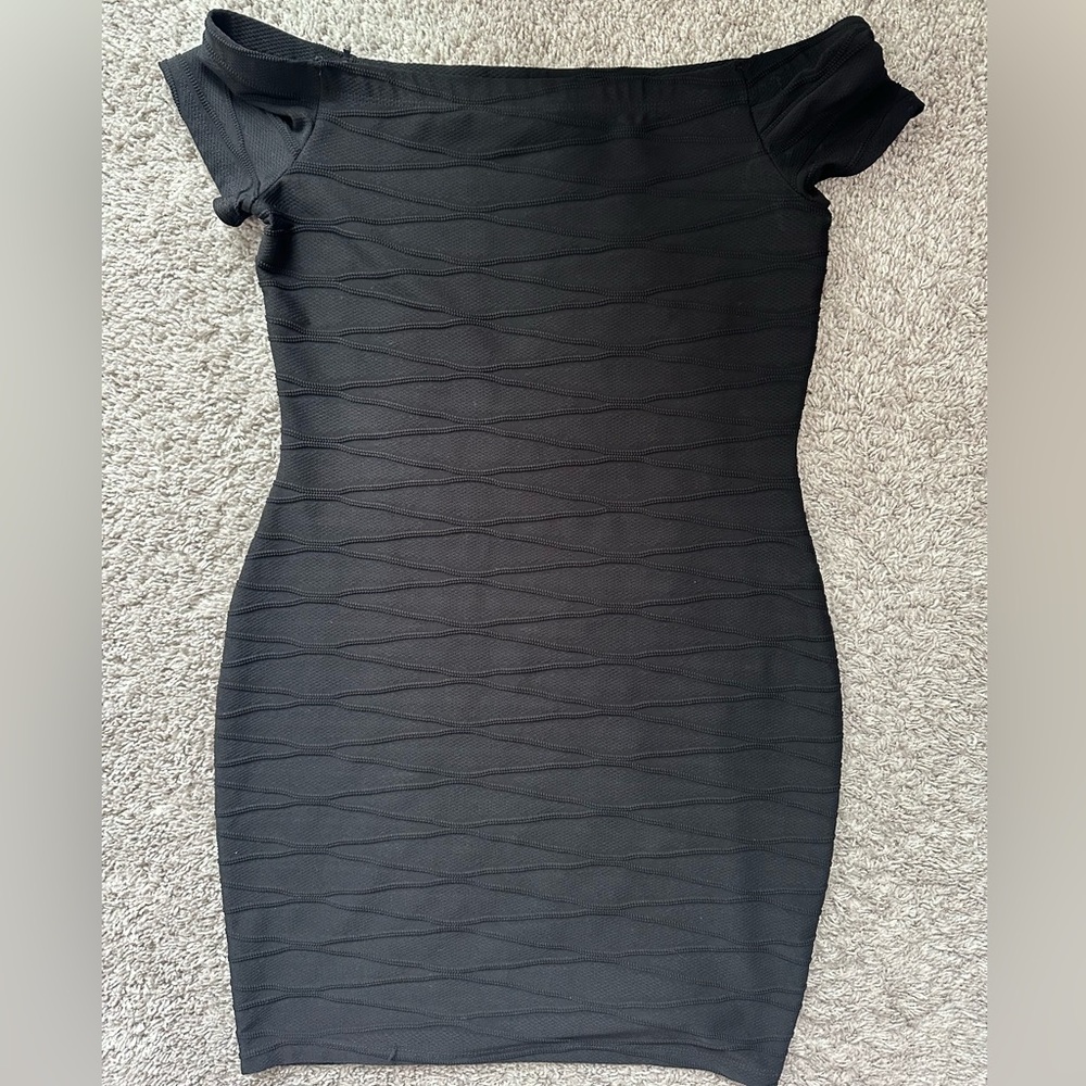 Guess Black Textured Mini Dress